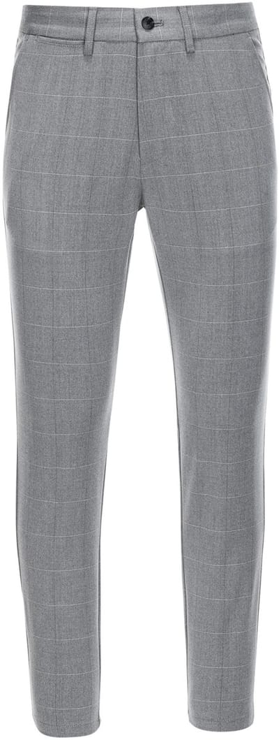 OMBRE Broek - Slim Fit - Rits - Geruit Grijs L