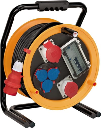 Brennenstuhl Brobusta 380 CEE 2 FI IP44 kabelhaspel (kabelhaspel 25m, met FI-bescherming, voor permanent gebruik buitenshuis, Made in Germany)