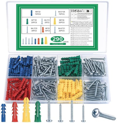 Schroevenset voor Wandmontage - 290 Stuks Universele Wanddeuvels en Schroeven