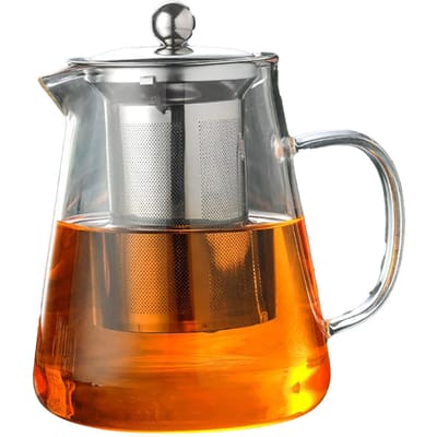 1300 ml Glazen Theepot Verdikt Hittebestendig Helder Ergonomisch Handvat voor Losse Blad Bloeiende Thee gray