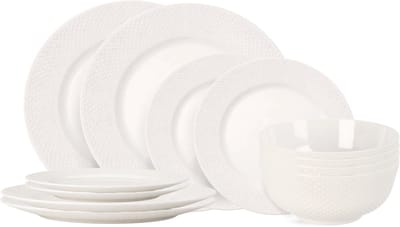 Serviesset CampVibe Wit 12-delig (4 Personen) – Melamine – Perfect Voor Camping & Picknick
