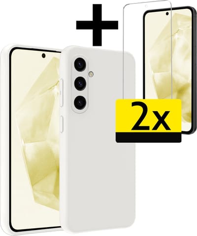 Hoesje - Met 2x Screenprotector - Geschikt voor Samsung Galaxy A35 - Sterk & Shockproof - Back Cover - Siliconen Case - Telefoon Hoes - Telefoonhoesjes - Wit