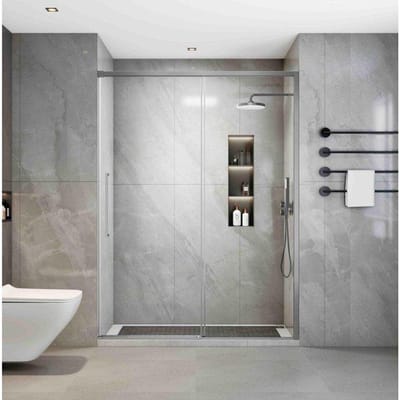 Aqua Vista Lokla Linea nisdeur - 160x200cm - incl. montageset - geborsteld rvs