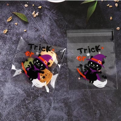 100 Stuks Halloween Plastic Snoep Koekjes Cadeauzak Zelfklevende Snack Verpakking Zak Halloween Feest Decoraties Cadeaus