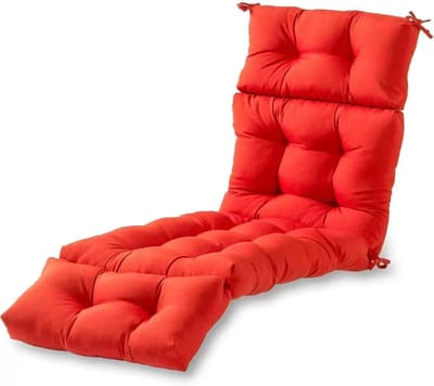 Tuinstoelkussens Hoge Rug - Loungestoel Kussens - Buiten Ontspannen - Anti-slip Onderkant - 183 x 56 x 12 cm - Rood
