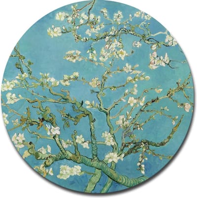 Muurcirkel Amandelbloesem - Vincent van Gogh - 60x60 cm - Wandcirkel - Dibond - Aluminium
