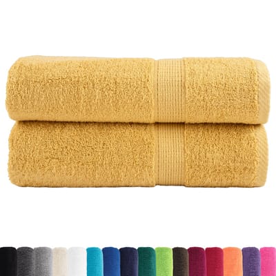 vidaXL - Badhanddoeken - SOLUND - 2 - st - 600 - g/m² - 70x140 - cm - goudkleurig