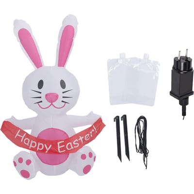 Opblaasbaar Konijn 210T Polyestervezel 4ft Roze Schattig IP44 Waterdicht LED met Ventilator Waterdicht white