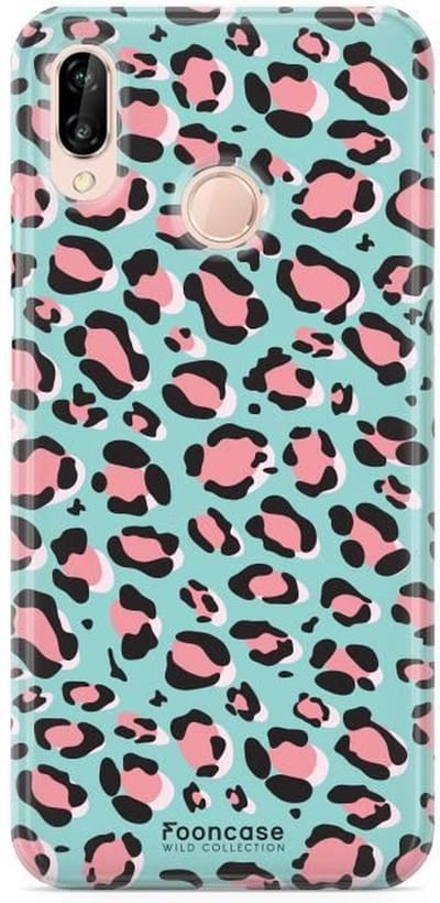 Fooncase Hoesje Geschikt voor Huawei P20 Lite - Shockproof Case - Back Cover / Soft Case - Luipaard / Leopard print / Blauw