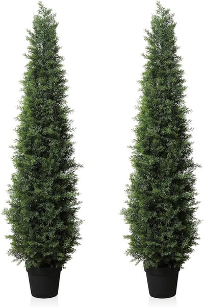 Kunstplant ceder kunstplanten 150 cm kunstplanten in pot, coniferen, kunstplanten, outdoor, uv-bescherming, voor huis, woonkamer, tuin, veranda, decoratie, 2 stuks