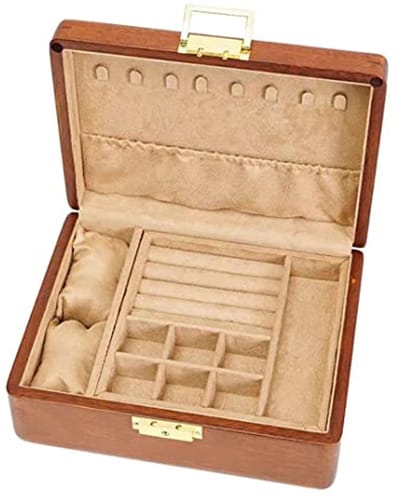 Houten Sieraden Doos - Sieraden Organizer - Sieraden Opbergen - Met Slot en Sleutel - 2 Lades - Donkerbruin
