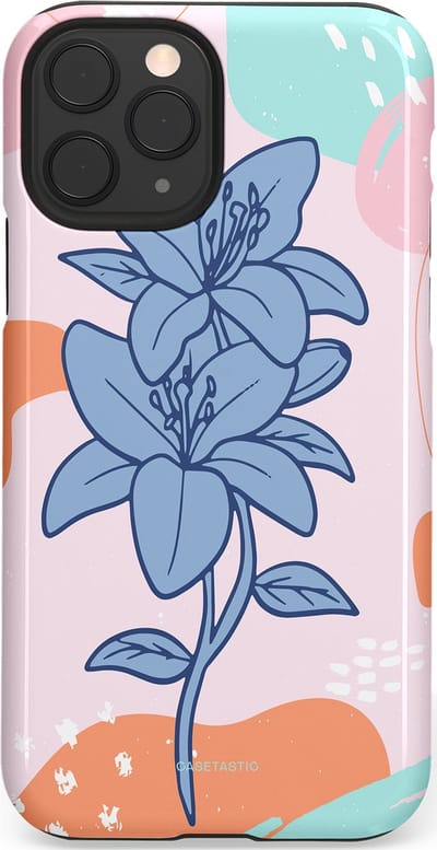 Casetastic hoesje geschikt voor Apple iPhone 11 Pro - Dubbellaagse bescherming - Roze Paarse Lelie Bloemen - Fashion Case - Wit Perzik Lichtblauw Mintgroen