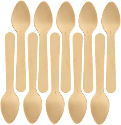 Biopak wegwerp dessertlepels - 20x - hout bestek - 11 cm - bio/eco/milieubewust