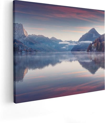 Artaza Canvas Schilderij Landschap - 50x40 cm - Wanddecoratie Bergen - Muurdecoratie Zonsondergang - Kamer Accessoires Natuur