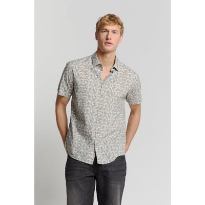 No Excess Shirt Short Sleeve Allover Printed Sand Size: L | Casual Shirts Outlet | Heren | Blauw