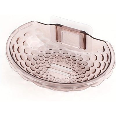 Wandgemonteerde Zeepbakje Afdruiprek Transparant Acryl Zeepbakje Huishoudelijk Zelfklevend Zeep Sponsbakje Badkamer Accessoires 1Pc roze