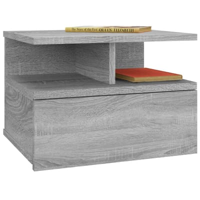 vidaXL - Nachtkastje - zwevend - 40x31x27 - cm - bewerkt - hout - grijs - sonoma - eiken