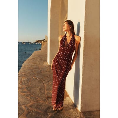 Stradivarius Midi-jurk met halter en open rug  Purper L