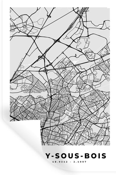 Muurstickers - Sticker Folie - Kaart - Stadskaart - Aulnay-sous-Bois - Plattegrond - Frankrijk - 20x30 cm - Plakfolie - Muurstickers Kinderkamer - Zelfklevend Behang - Zelfklevend behangpapier - Stickerfolie