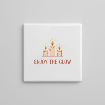 Keramische Tegel “Enjoy the Glow” met Kaarsen Illustratie – Sfeervolle Inspirerende Wanddecoratie – 15 x 15 cm