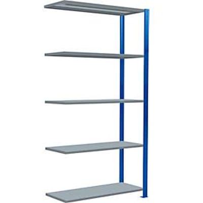 Schulte Lagertechnik MultiPlus250 rekkensysteem zonder schroeven, aanbouwrek, 5 legborden, dwarsverbindingen, B 1000 x D 400 x H 2000 mm, gentiaanblauw RAL 5010