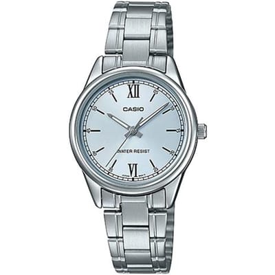 Casio STANDARD serie DRESS serie retro literair en veelzijdig kwartsuurwerk roestvrijstalen band Japans en Koreaans horloge dames LTP-V005D-2B3 blauw