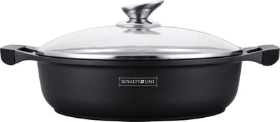 Royalty Line Marmercoating Wijde Braadpan - Zwart - Met glazen afdekplaat - 28 cm