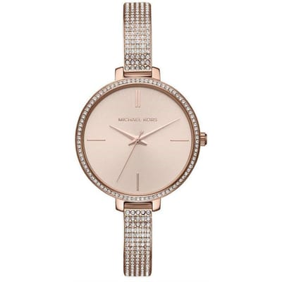 Michael Kors MK3785 Jaryn Crystal Roségoudkleurige Wijzerplaat Dameshorloge 36mm helder roze
