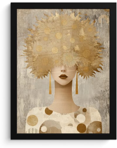 Poster in lijst - Fotolijst 30x40 cm - Posters - Goud - Portret - Vrouw - Posterlijst zwart - Decoratie - Wanddecoratie woonkamer - Muurdecoratie slaapkamer