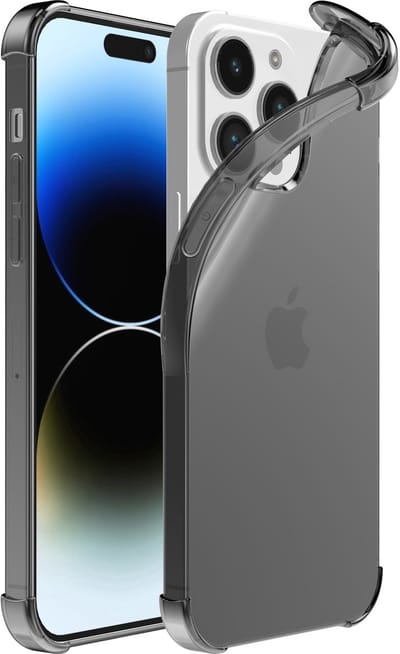 Smartphonica Telefoonhoesje Geschikt voor iPhone 14 Pro Max Transparant Schokbestendig Siliconen Hoesje met Stootrand - Shockproof Back Cover Case - Zwart geschikt voor iPhone 14 Pro Max