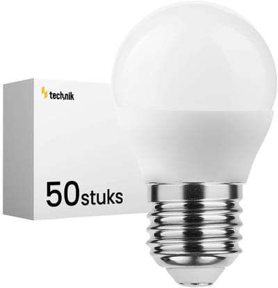 Technik E27 LED Lamp 4.9W - 470lm - 2700K - Warm Wit - LED Globe Mini P45 - Vervangt 40W Halogeen Gloeilamp - 50 stuks