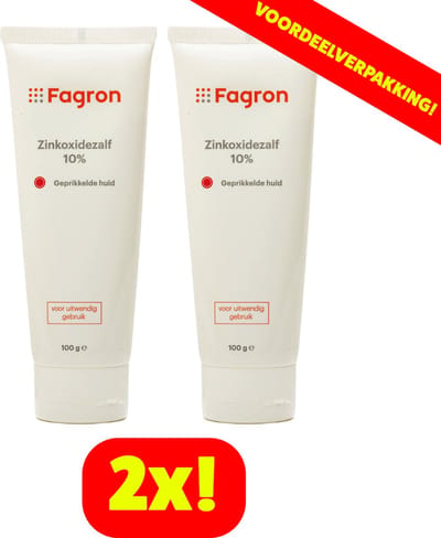 Fagron Zinkoxidezalf 10% - 2x100 gram voordeelverpakking