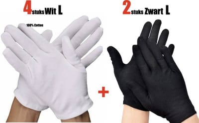 6 Stuks/3 Paar Witte Katoenen Handschoen L - Katoenen Handschoen Wit – Munt Handschoen - Gezondheidszorg - Ziekenhuis - Beauty Center - Kapper - Jewelry - eczeem - allergie - Handcreme – juweliers – Handschoenen 100% Katoen maat L