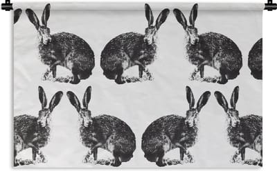 Wandkleed - Wanddoek - Vintage - Design - Konijn - Dieren - 90x60 cm - Wandtapijt