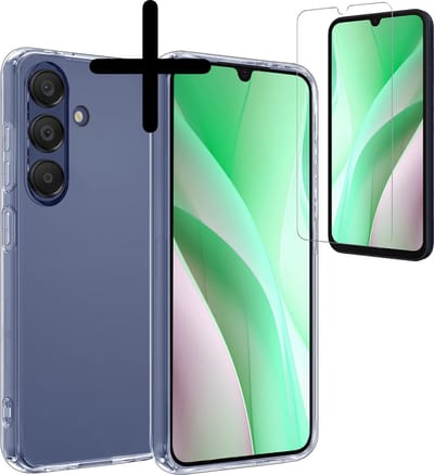 Hoesje Met Screenprotector - Geschikt voor Samsung Galaxy A15 - Sterk & Shockproof - Back Cover - Siliconen Case - Telefoon Hoes - Transparant
