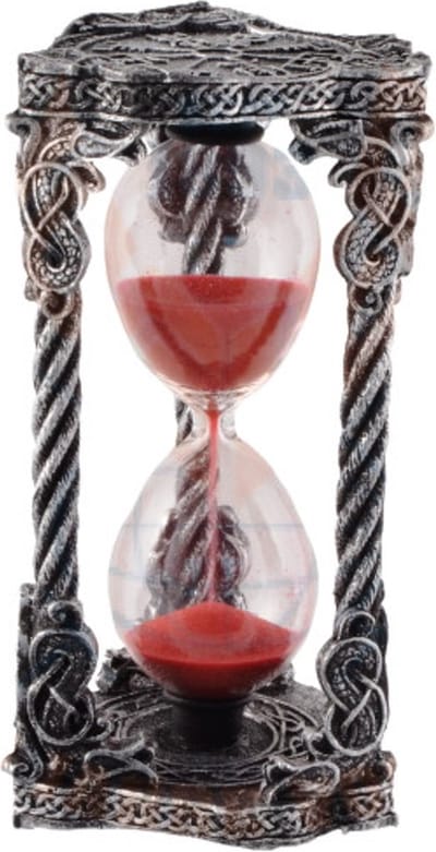 Zandloper Viking Kompas - Keltische patronen - rood zand - (hxbxd) ca. 16cm x 8,5cm x 8,5cm