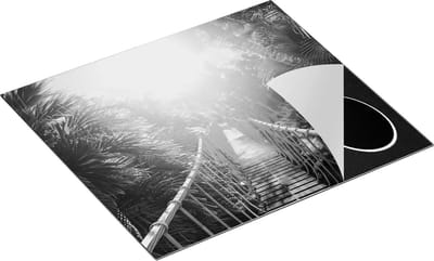 Chefcare Inductie Beschermer Houten Brug in de Tropische Jungle - Zwart Wit - 60x50 cm - Afdekplaat Inductie - Kookplaat Beschermer - Inductie Mat