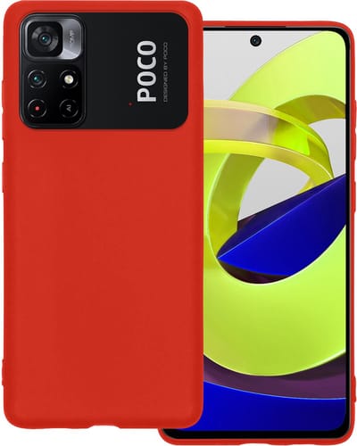 Hoesje Geschikt voor Xiaomi Poco M4 Pro 5G - Sterk & Shockproof - Hoes Cover - Siliconen Case - Rood