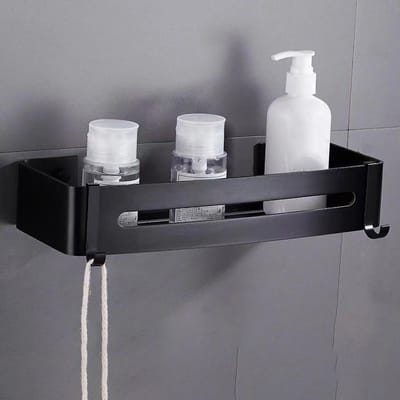 Étagère de Rangement de Douche Sans Perçage Alliage d'Aluminium Étagères de Rangement d'Angle de Salle de Bain pour la Maison Rectangulaire gray