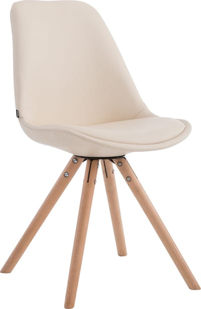 CLP Laval Eetkamerstoel - klassiek - met houten poten - Rond - natura/creme