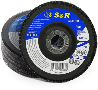 Set van 5 Lamellenslijpschijven 125mm Korrel 60 - Voor Schuren van Staal en Hout op Haakse Slijper