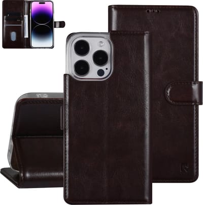UNIQ Accessory Bruin Boekhoesje voor Apple iPhone 14 Pro Max - PU Leer - Bescherming & Stijl