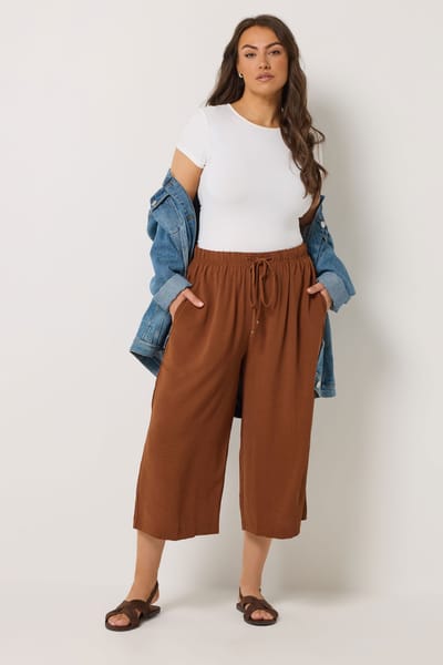 Yours Donkeroranje Cropped Twill Culottes Size 46