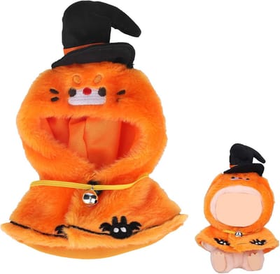 Schattige Pompoen Cape met Bel voor Poppen - Halloween Kostuum Accessoire