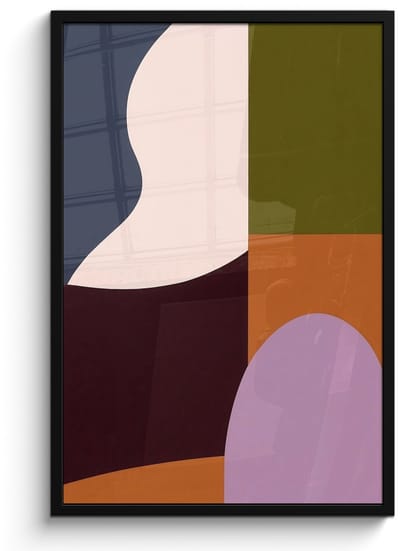 Poster in lijst - Fotolijst 60x90 cm - Posters - Vormen - Abstract - Kleuren - Vierkant - Posterlijst zwart - Decoratie - Wanddecoratie woonkamer - Muurdecoratie slaapkamer