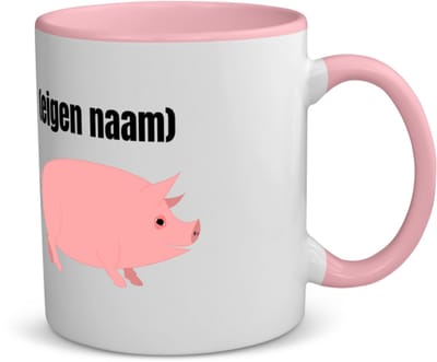 Akyol - varken met eigen naam koffiemok - theemok - roze - Varken - boeren/varken liefhebbers - iemand die houdt van varkens - verjaardag - cadeau - kado - geschenk - 350 ML inhoud