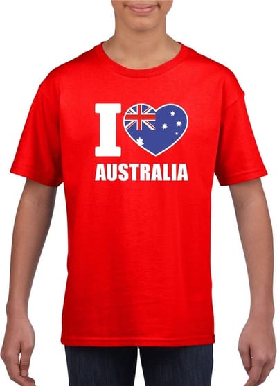 Rood I love Australie supporter shirt kinderen - Australisch shirt jongens en meisjes 110/116