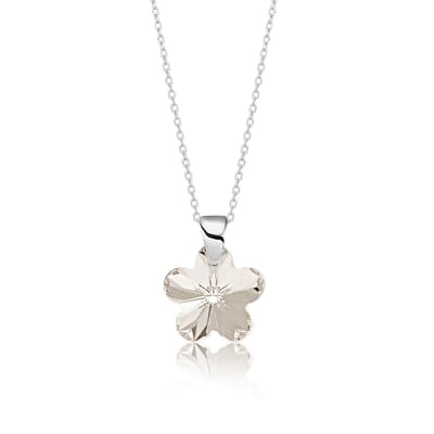 Montebello Ketting Flower BZ96 -925 Zilver Gerhod. - Swarovski - Ø14mm - 45cm