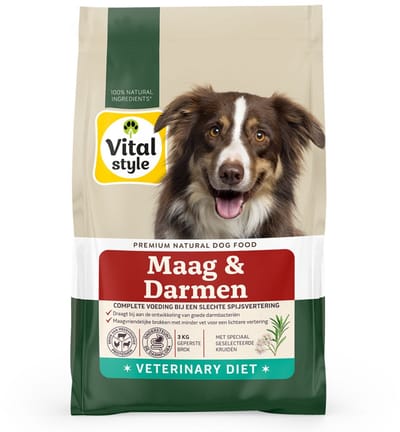 VITALstyle Maag & Darmen - Geperste Hondenbrokken - Voor Honden Met Een Gevoelige Spijsvertering - Met o.a. Heemswortel & Prebiotica - 3 kg