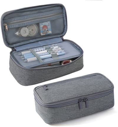 Groot Pennenetui, Etui met Ritsvakken, Esthetisch Pennenetui Voor Volwassenen, pencilcase voor Kantoor, Geschikt Voor Scholieren, Studenten, Universiteiten（grijs）